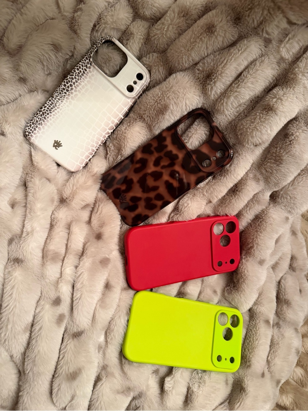 Mixed Color iPhone Cases - Red, Neon Green, Leopard, White Croc